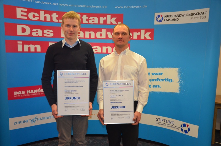 Innungs- und Kammersieger Feinwerkmechaniker Amrkus Dierkes August Storm